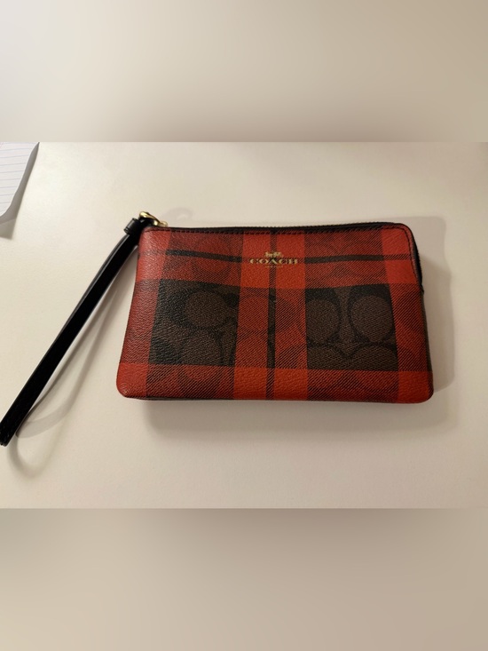 Coach Handbags - Coach 2019 Red and Black Plaid Signature Wristlet